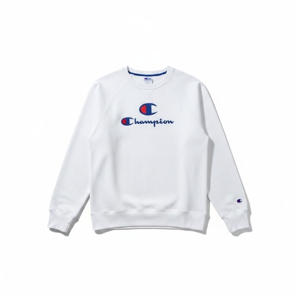 NWT Champion Womens Powerblend Graphic Pullover Sweatshirt White S Active Sporty